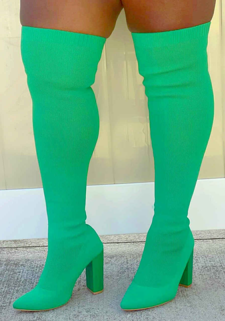 Green Thigh High Boots