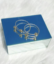 Load image into Gallery viewer, Kids Silver Bangles w/ Gold Knobs

