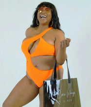 Load image into Gallery viewer, HCM Plus Size Orange Cutout One Piece
